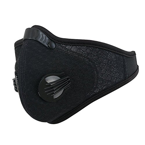 Dukars Sports Mask, Dustproof Mask Activated Carbon Filtration Exhaust Gas Anti Pollen Allergy PM2.5 Workout Running Motorcycle Cycling Mask (Black)