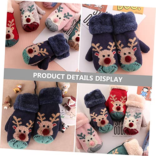 1pair Boy Girl Cartoon Christmas Gloves Full Finger Mitten Hand for Boys and Girls Neck Strap Cute Outdoor Wear for Cold Weather Fun3