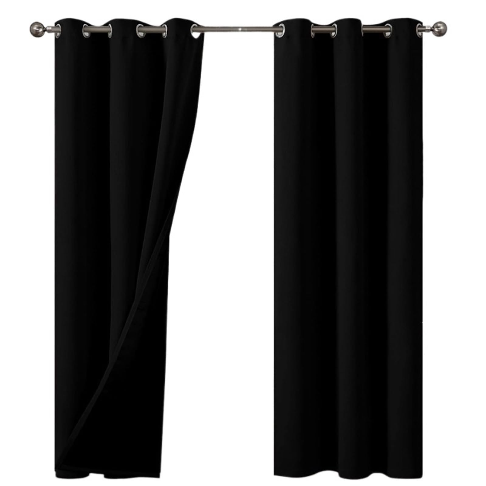 YDYAENIO blackout curtains Blackout Curtains for Bedroom with Double Layer Grommet Black Thermal Window Drapes for Bedroom Living Room Kitchen Window(Black)