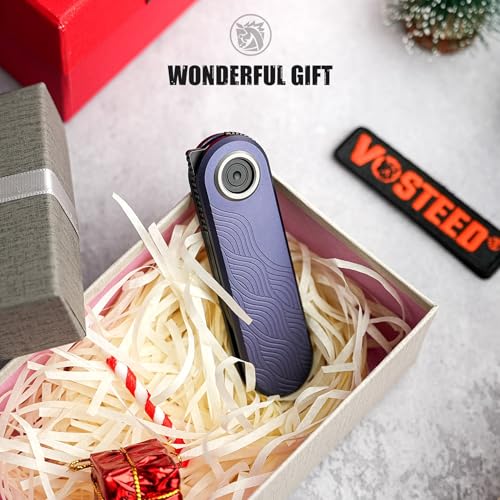 Image of Vosteed Corgi V EDC Pocket Knife - 2.36 inch 14C28N Black Stonewash Blade - Patented Vanchor Lock, Dark Slate Blue Aluminum Handle - Camping, Hunting Knives - A3723