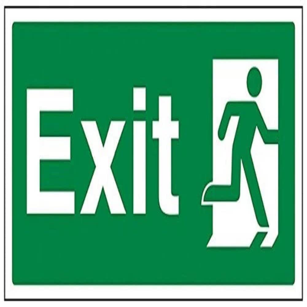 V Safety 21009AY-R Final Exit Man Right Sign - Landscape - 300mm x 150mm - 1mm Rigid Plastic, Green