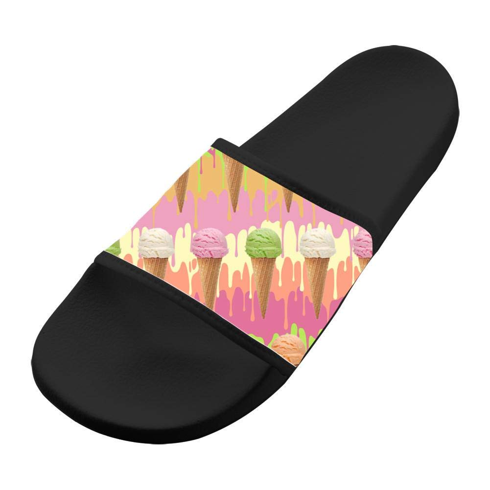 KOUY Summer Unisex Summer Ice Cream Home Slippers Bath/Beach Non Slip Slide Sandals