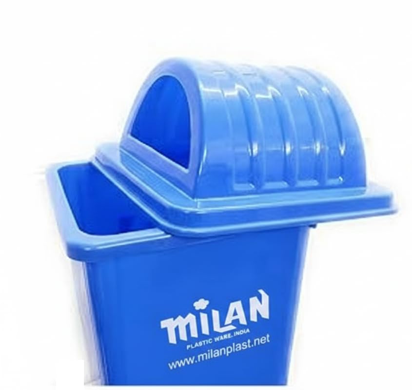 Image of Milan Plastic Garbage Dustbin With Dome Lid 60 Litre Blue
