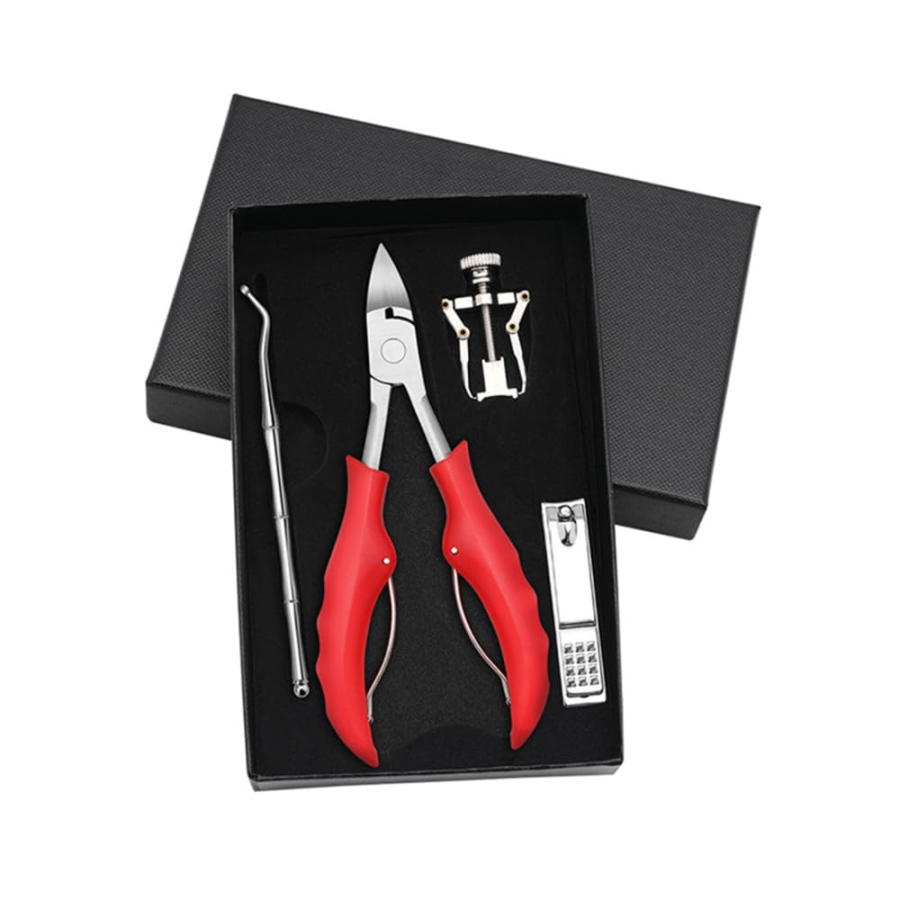 17PCS Pedicure Set Kit Ingrown Toenail Trimmer Nail Clippers Cuticle Cutter Pedicure Plier Pedicure Tool,6pcs Set (4pcs Set Red)