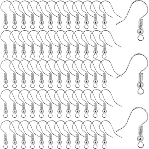Image of INDIKONB Jewellery Making Earring Hooks | Brass Metal Fish Hook Findings for DIY Earrings, Silk Thread Jewellery, Earring Making Material & Jewellery Craft Kits (100 Pcs Silver)