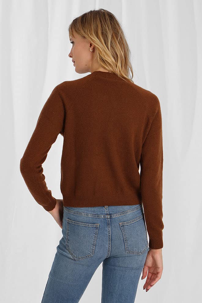 Image of Minnie Rose Womens Long Sleeve Shrunken Crew Cashmere Sweater