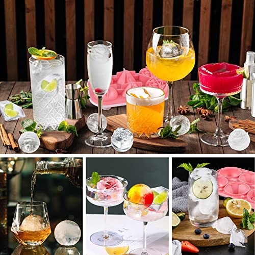 Ice Cube Tray, Mikiwon 2.2 Inch Silicone Large Ice Ball Maker,Ice Rose Maker,Ice Diamond Maker With Covers,Large Ice Cube Molds For Whiskey, Cocktails And Homemade, Keep Drinks Chilled,Bpa Free (Pink) #TOP4
