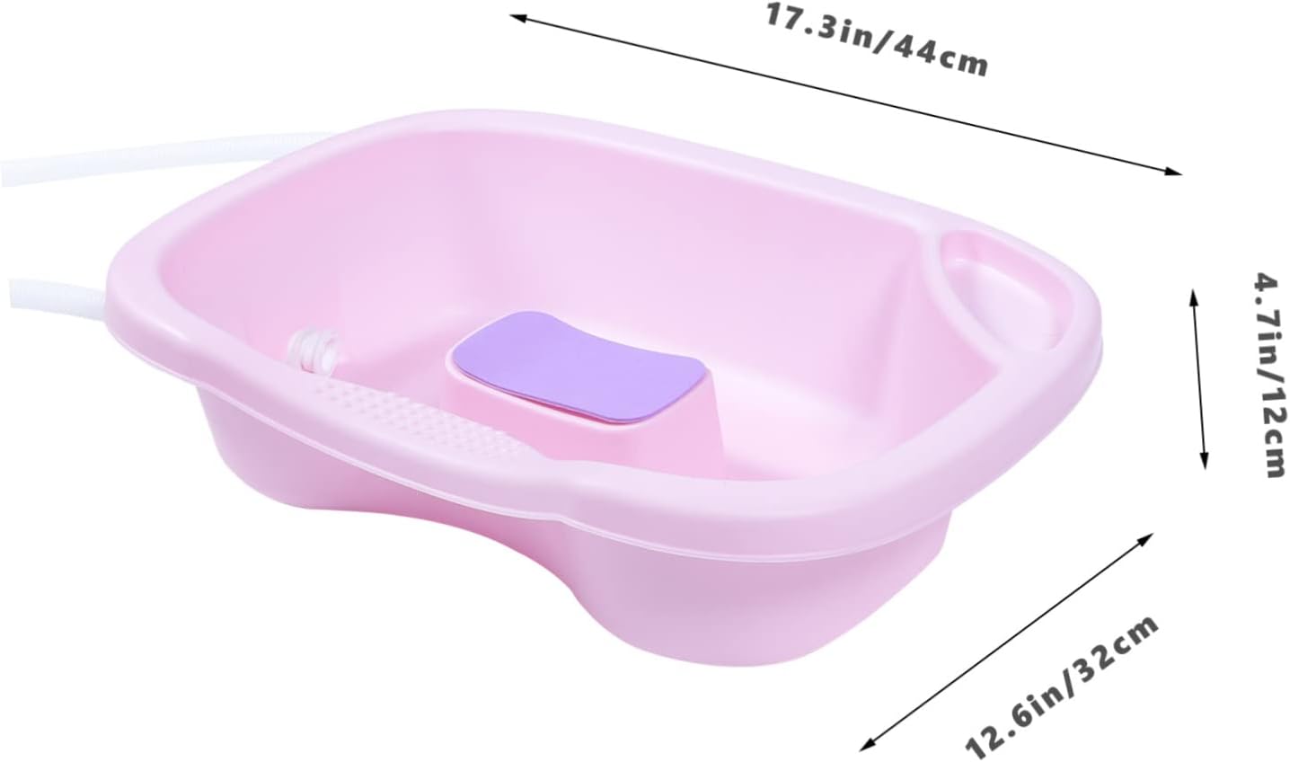 Portable Shampoo Basin, Pink PP Hair Washing Tray for Bedridden