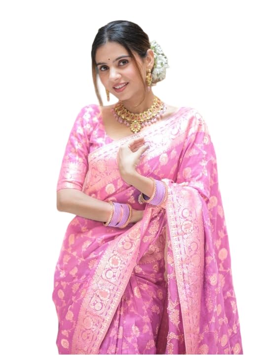 Image of Flosive Women's Soft Kangivaram Silk Saree With Copper Zari Weaving With Boluse