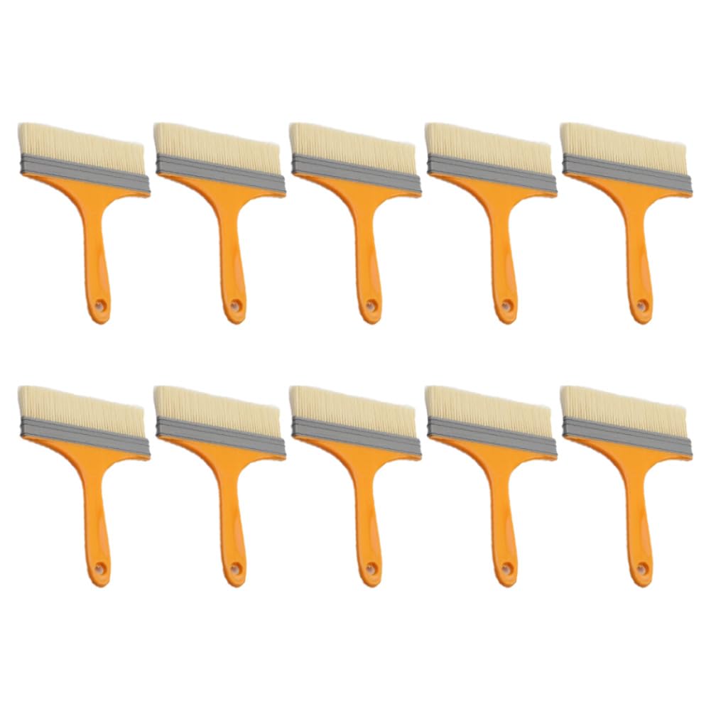 Lot de 10 pinceaux plats de 20,3 cm - Pinceau à lasure - Pinceau de peinture - Avec manche en plastique - Brosse manuelle pour le décapage - Pour murs, clôtures, balustrades en bois