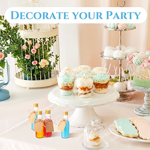 100 Pcs Mini Liquor Bottles Set, 1.7Oz Mini Empty Plastic Alcohol Shot Bottles, Airtight Spirit Bottle With Caps, 6 Pcs Funnels, 100 Pcs Kraft Tags And 65 Ft Rope For Party Wedding (Gold Caps) #TOP5