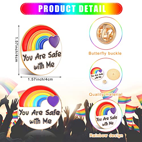 Image of Giegxin 40 Pcs You Are Safe with Me Enamel Pins for Backpacks Rainbow Pride Lapel Pins Bulk Lgbtq Brooch for Doctor Nurse Medical Hat Clothes Bags Accessories Gifts