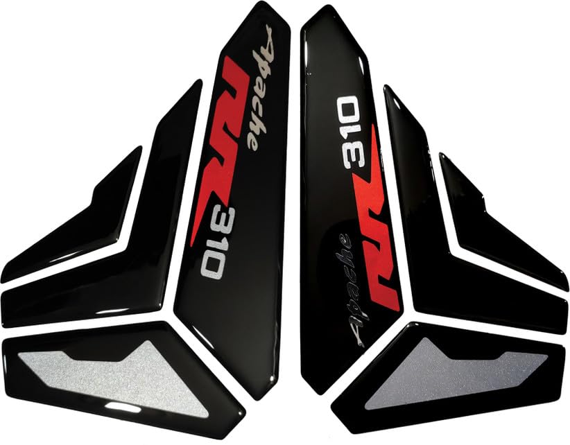 Image of Apache RR310 Motorcycle Side Knee Pad Decals and Stickers, Red and Black (RED Silver)