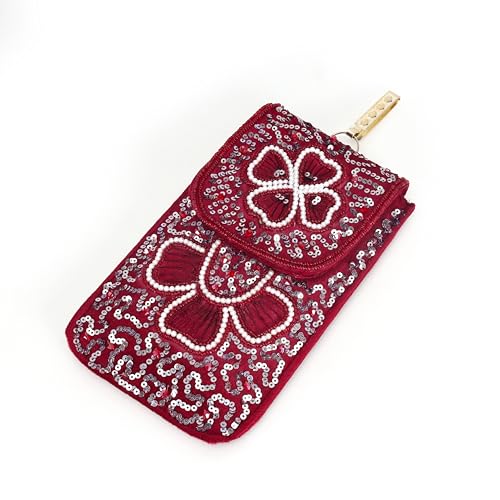 Image of J I ACCESSORIES Velvet Saree Clutch Mobile Pouch Waist Clip Ladies Purse Gift For Women