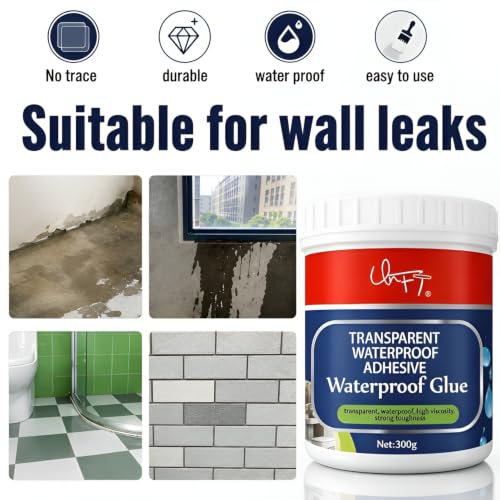 Image of Crack Seal Glue 300gm with Brush Transparent Waterproof Resin Epoxy for Roof Leakage Crack Seal Agent Roof Water Leakage Solution Water Proof Glue for Waterproofing (300 GM / 1 PACK)
