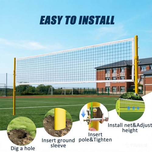 Bastones de voleibol de altura regulable con ruedas, estructura resistente de 5 a 7 pies 4