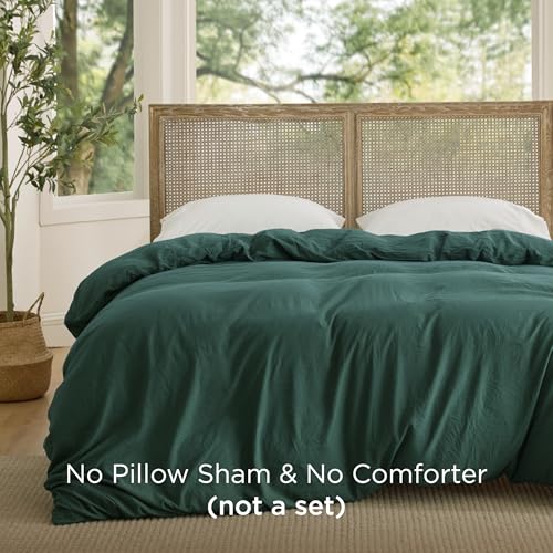 Image of Bedsure Duvet Cover Queen Size Only - Prewashed Cotton-Like Polyester Extra Soft All Season Bedding, Includes 1 Duvet Cover 90x90 Inches with Zipper Closure, Forest Green, Comforter Not Included