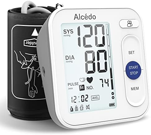 Alcedo Blood Pressure Monitor for Home Use, Accurate Digital Upper Arm BP Machine with 8.7 to 16.5 inch Cuff, 2x120 Memory, Large Backlit Screen, Battery Included, Talking Function