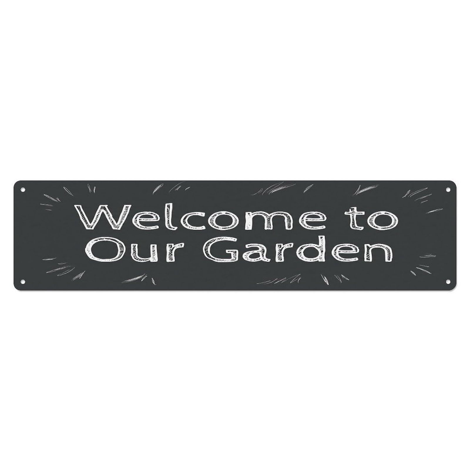 Vintage Welcome to Our Garden Graphite Metal Tin Sign