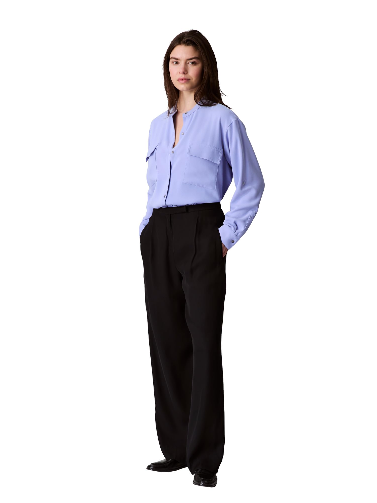 Calvin Klein Luźna koszula z krepy z guzikami Kobiety Crepe Relaxed Button-down Shirt