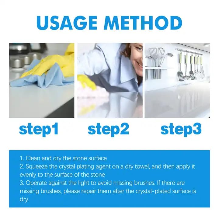 Image of Stone Crystal Plating Brighten Luster Agent for Marble, Granite & Granite Floor Cleaner & Stone, MarbleHelp to Remove Stains Grease Grime Water Spots Fingerprints Smudges (100 ML)