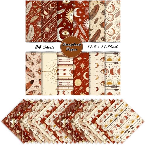 Papier scrapbooking double face 30x30 cm à motifs bohèmes pour albums et junk journal