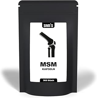 MSM Kapseln hochdosiert - 365 vegane Kapseln MSM mit 1600mg je Tagesdosis - 60-80 Mesh - hoch bioverfügbare organische Schwefel-Verbindung - von SAM'S