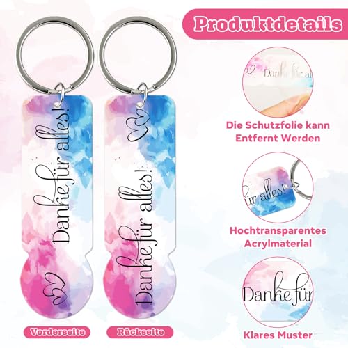 Anruzon 24 Stück Acryl Einkaufswagenchip Schlüsselanhänger mit 24 Stück Organza Taschen - Abziehbar Einkaufschip Schlüsselanhänger - Danke Geschenke für Männer Frauen - Danke für Alles Geschenk