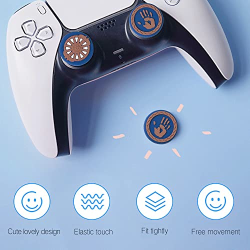 Image of PERFECTSIGHT Cute Thumb Grip Caps for PlayStation 4 /5, PS5, PS4, Xbox Series X /S, Xbox One, Switch PRO Controller, 4PCS Kawaii Soft Skin Rubber 3D Analog Thumbsticks Grips Joystick Cover, Blue