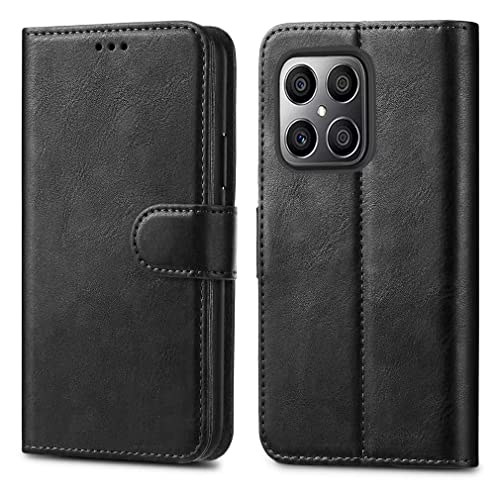 GAPlus PU Leather Flip Cover Wallet Case For Honor X6 / Honor 70 Lite Card Holder Magnetic Kickstand Black
