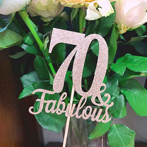 10-Pack Double Sided Rose Gold Fabulous And 70Th Birthday Centerpieces For Tables, Number 70 Centerpiece Sticks, 70Th Birthday Table Decorations For Women Men (Double Sided Giltter) #TOP1
