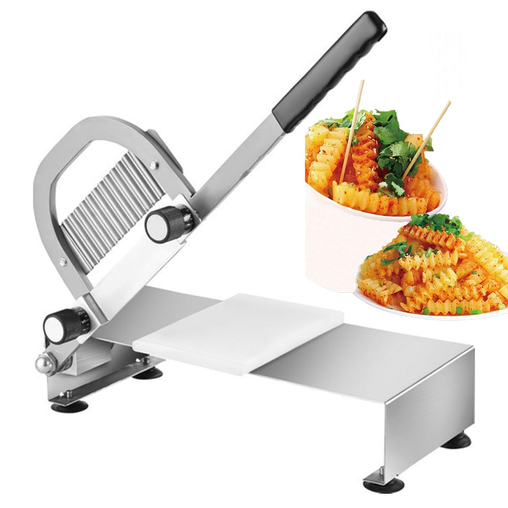 KJZQXYX Manual Wavy French Fries,Stainless Steel Vegetable Cutter,Wolf Tooth Potato Slicer,Multifunctional Kitchen Tool,for Potatoes, Carrots