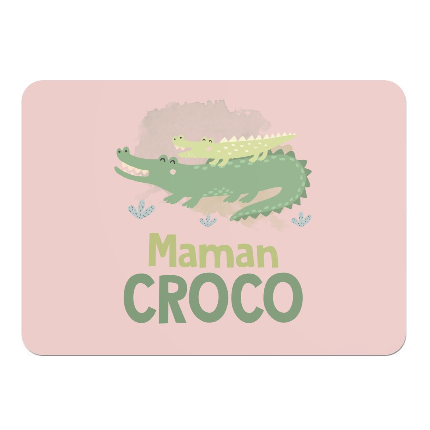 Sets de table rose maman croco en liège 39,5x28,5 cm pour repas enfant