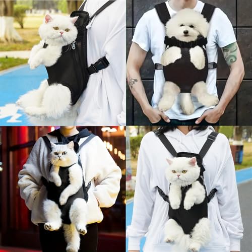 HTTDSLF Haustier Rucksack Hund Katzen Tragetasche, Haustier-Tragerucksack, Verstellbarer Hunde-Tragerrucksack, für Klein Mittler Hunde Katzen Welpen, L, Schwarz