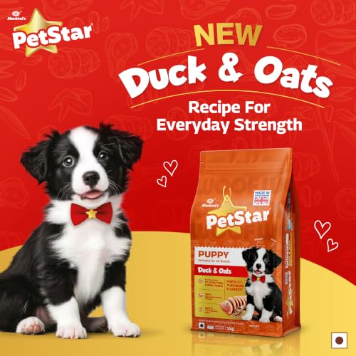 Image of Petstar Puppy Dry Dog Food 1 kg, Duck & Oats Formula, High Protein, Gentle Digestion, Healthy Growth, No Artificial Flavours or Added Sugar