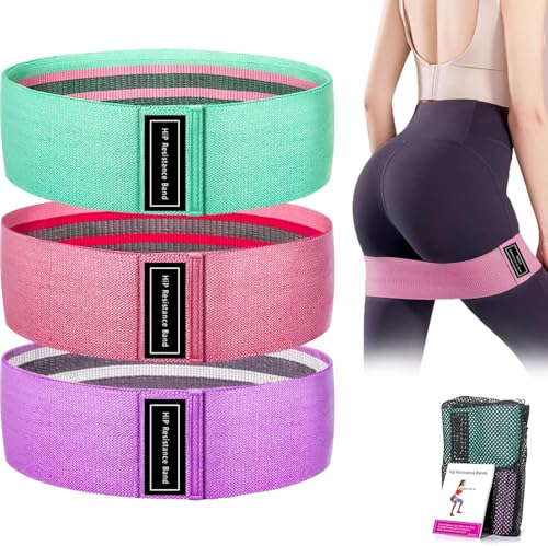 Resistance Bands for Women – Premium Fabric Resistance Bands Set with 3 Strength Levels | Non-Slip Exercise Band for Yoga, Pilates & Full Body Toning | Lightweight & Portable Resistance Band Women