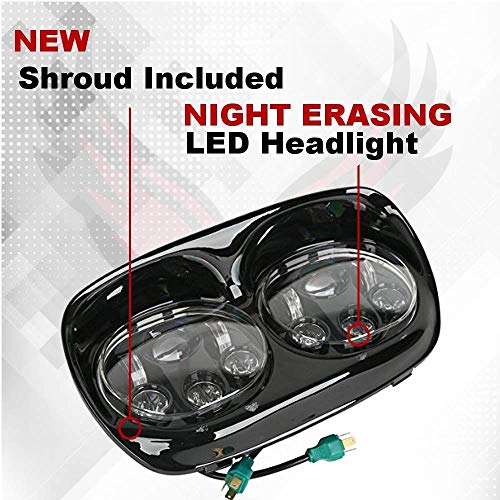 Eagle Lights Road Glide Projection Led Black Headlight Kit For 2004-2013 Road Glide Complete Kit - Comes With All Hardware, Dual Led Headlight, And New Plastic Shroud(Black) #TOP3