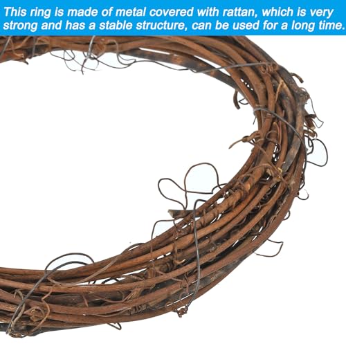 Diadema de ratán de 6 pulgadas PATIKIL de vid natural y alambre grueso marrón 5