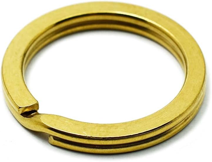 CHAOS Key Ring Key Chain Part, Brass, Double Ring, Square Shape, 1 inch (28 mm), Solid Brass, Wallet, Long Wallet, Drop Handle, Joint Parts, Custom Parts, gold