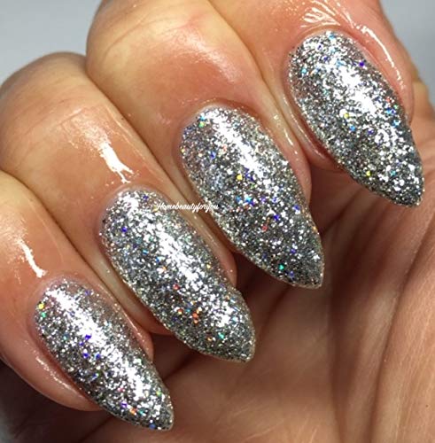 Bluesky SILVER GLITTER Nail Gel Polish, CHOOSE YOUR MOST WANTED SILVER GLITTER NAIL GEL UV LED Soak Off 10ml (PLATINUM 09, ICE ICE BABY)