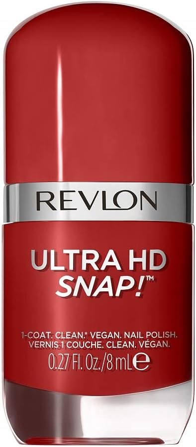 Revlon Ultra HD Snap Nail Polish, Long Lasting Vegan Formula, Quick Drying & One-Coat Full Coverage Colour (8ml) Red and Real (014) Unisex