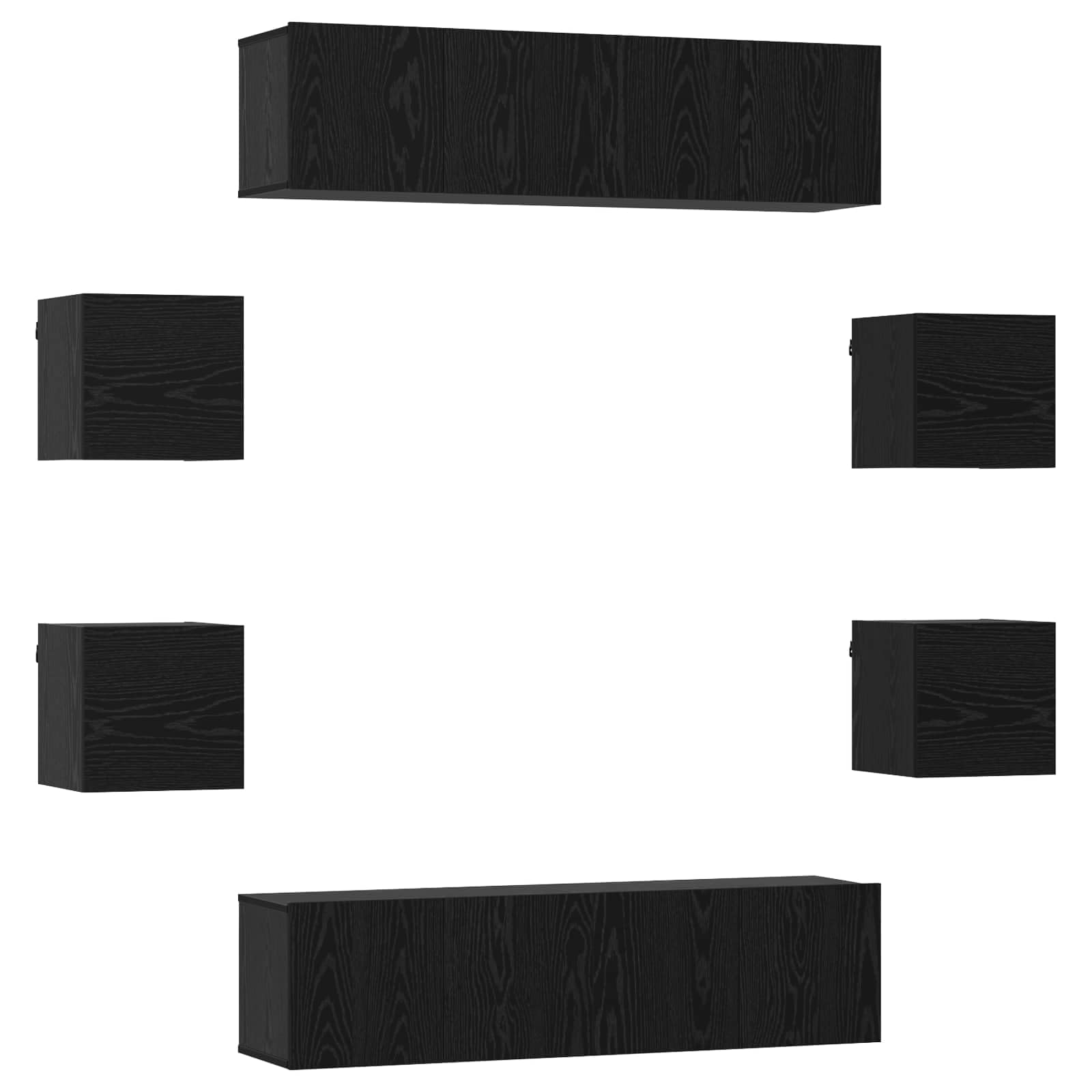 Meuble TV flottant chêne noir suspendu de 120 cm pour salon moderne