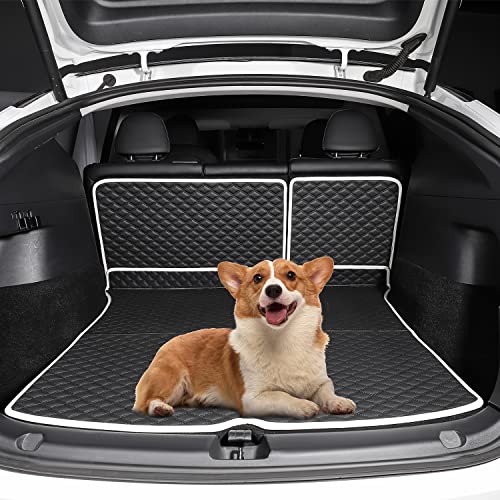 Fitallus 6Pcs Fit Tesla Model Y Floor Mats Rear Trunk Mat Cargo Liner Backrest Mats 2023-2020 Tesla Model Y Accessories Pu Leather Lightweight Waterproof Anti-Slip All Weather Protect Car Interior #TOP5