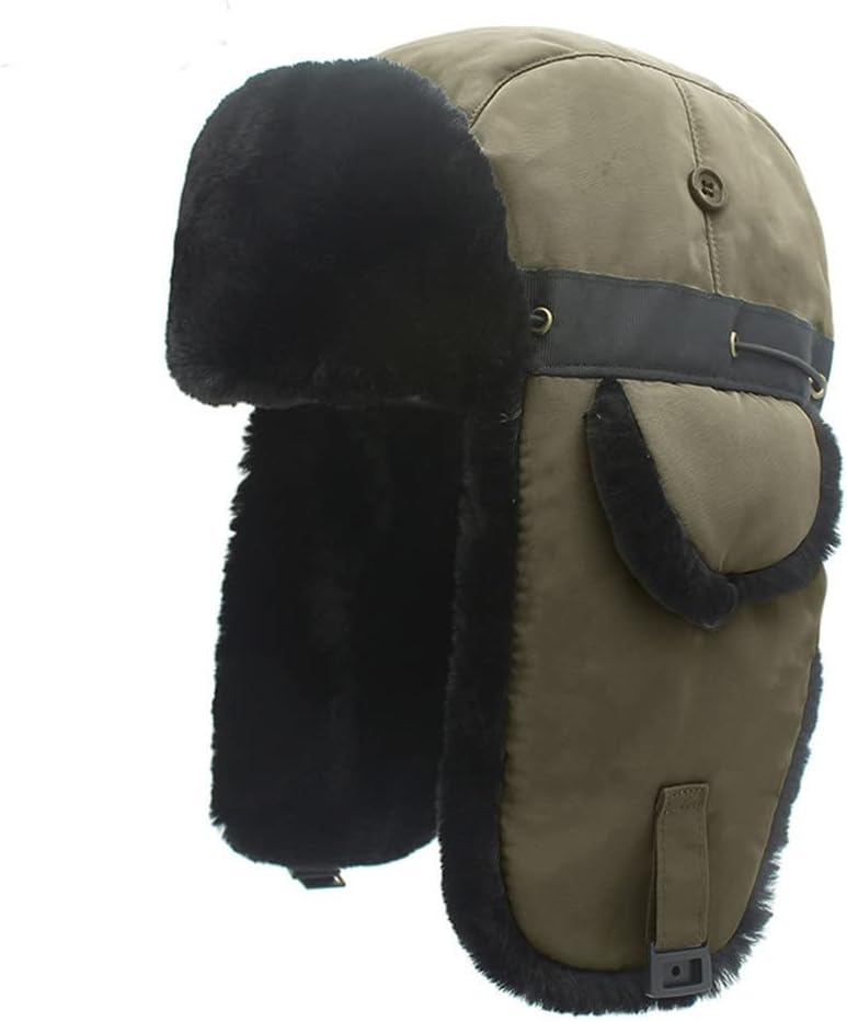 Winter Men Warm Bomber Hat Russian with Earmuffs Beanie for Outdoor Skiing and Windproof