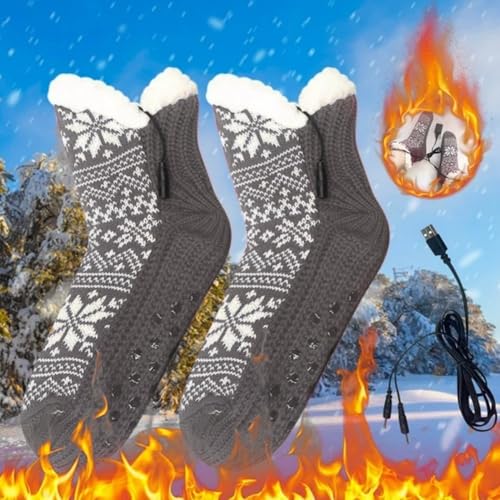Calcetines térmicos para hombre y mujer con calefacción USB de punto 7