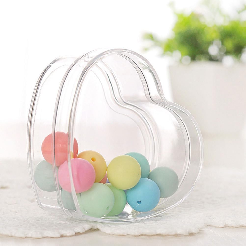 Hemoton Heart-Shaped Transparent Acrylic Candy Boxes 2.55X2.36X1.18 Inch Clear Treat Containers for Wedding Birthday Party Favors Small Gift Storage Organizer 4 Pack