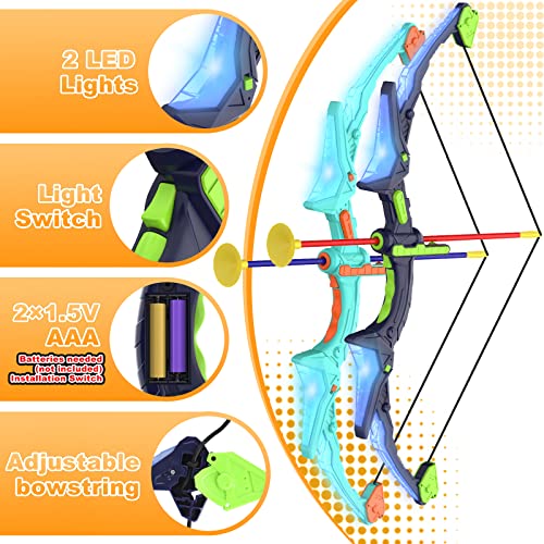 Kmuxilal 8009 2 Pack Kids Bow And Arrow Set With Led Flash Lights, 14 Suction Cup Arrows And Fluorescence Standing Target-Perfect Indoor And Outdoor Archery Set Toy Gift thumb #1