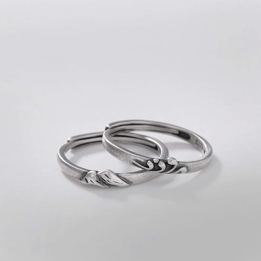 Bague ajustable pour couple alliance alliance montagne gravée