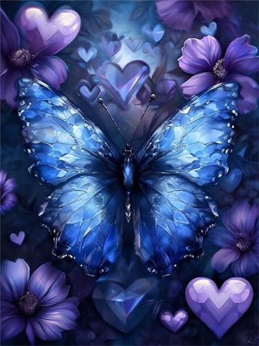 Peinture par numéro papillon et fleur 100x130cm avec toile infroissable et acryliques