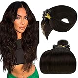 LaaVoo 16Zoll/40cm Braun Bonding Extensions Echthaar 1g/s 50Gramm Remy U Tip Hair Extensions Echthaar Bondings Dunkelstes Braun #2 Pre Bonded Extensions Echthaar
